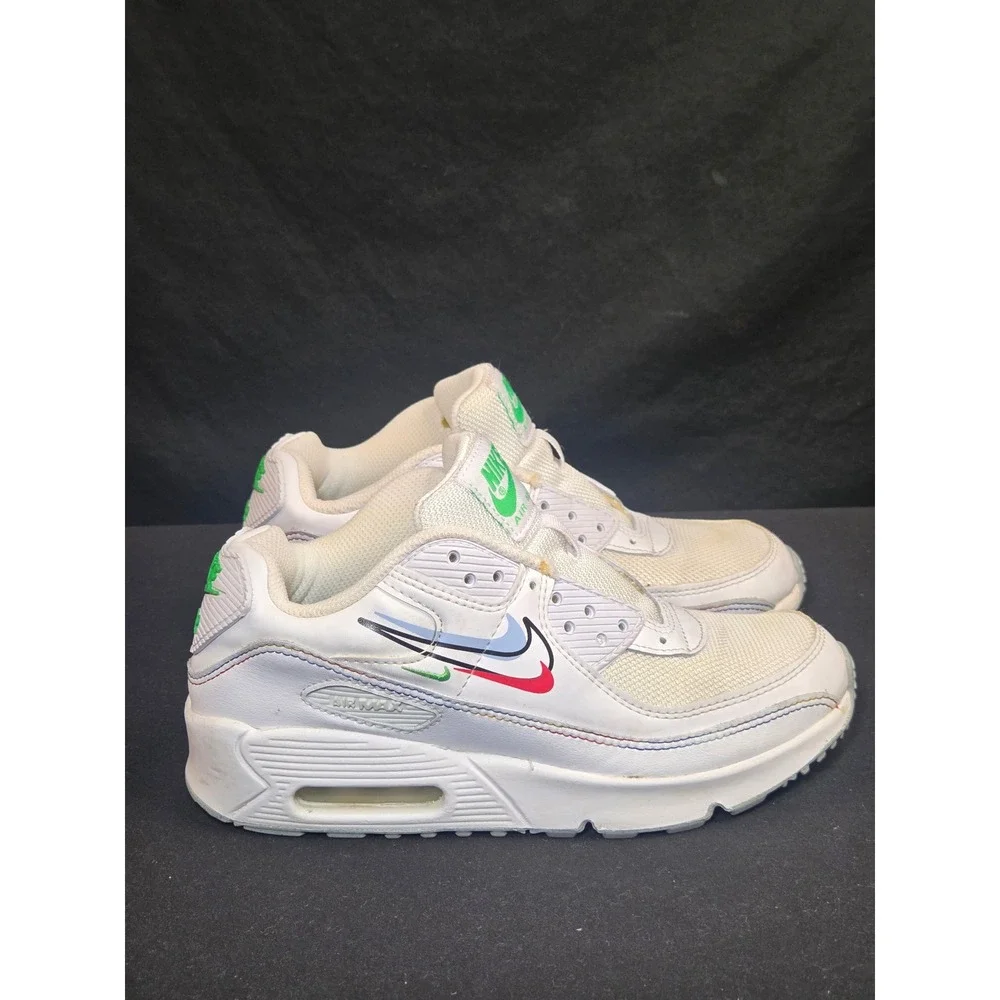 Nike Air‎ Max 90 GS White Multi Color Triple Swoosh DN3730-100 Kids Size 3.5Y